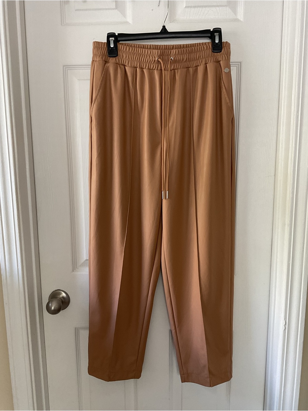 CALIA Women’s Faux Leather Jogger Pants Brown Tan Pull-On Size M - Picture 2 of 11